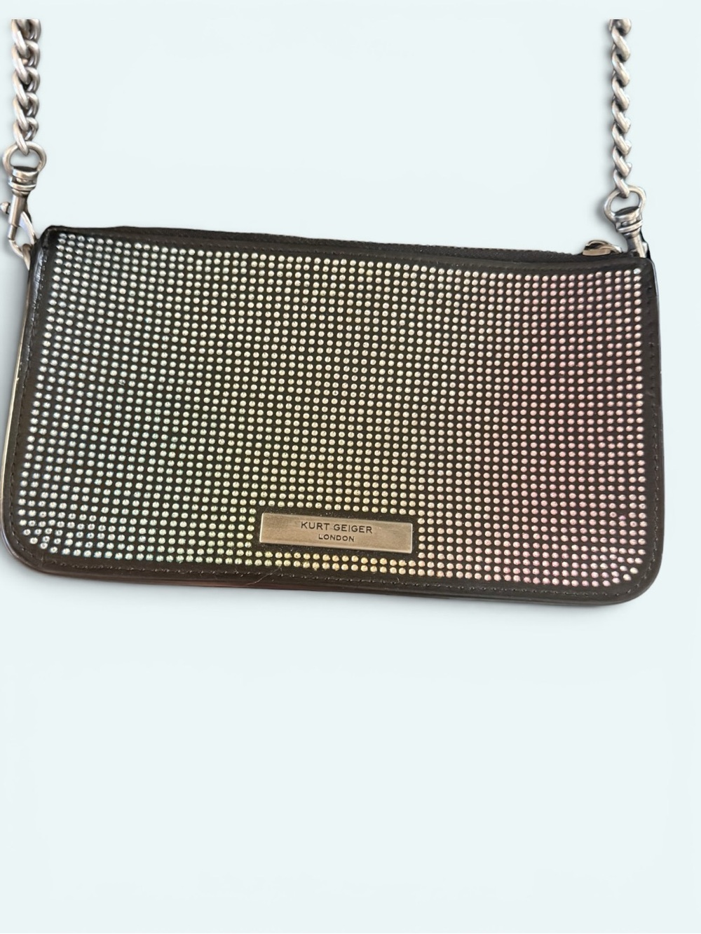 Kurt Geiger RARE Shoreditch Black Ombre Studded Crossbody with Silver Chain - Picture 9 of 14
